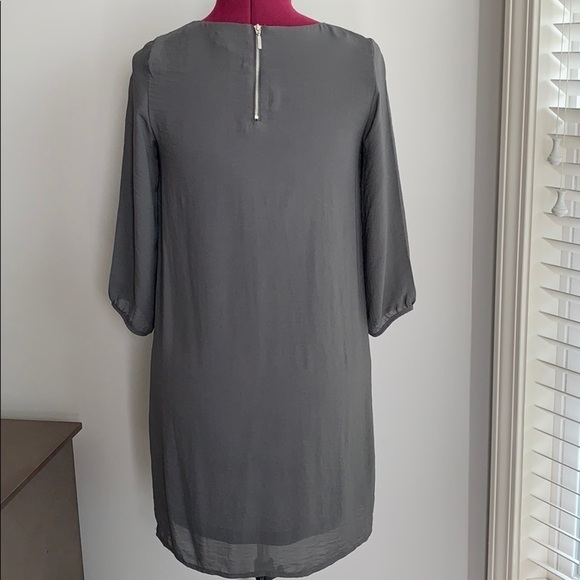 Gray Crepe Shift Dress - Picture 2 of 6